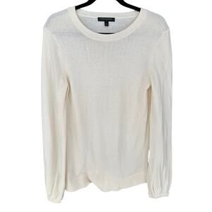 Banana Republic White Wool Blend Puff Sleeve Sweater Winter Preppy Casual S